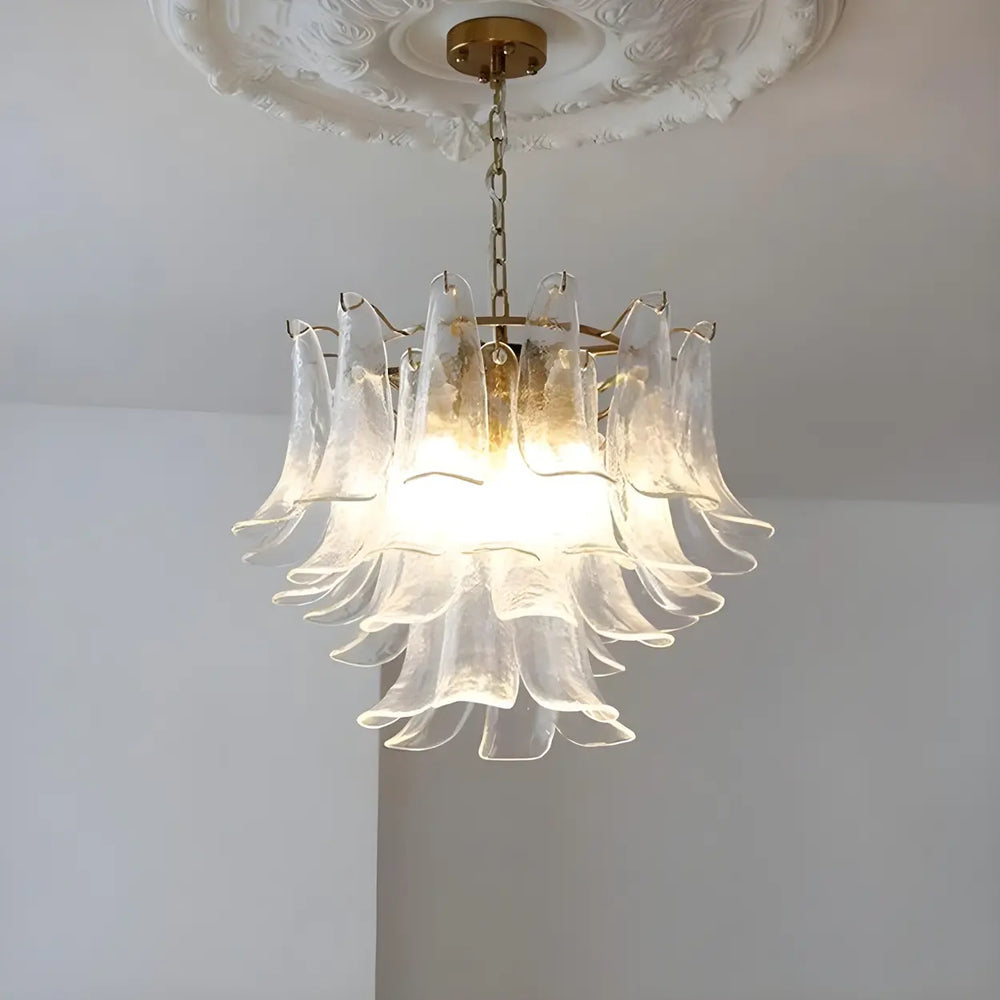 Modern Art Tiered Glass Flower Petal LED Chandelier