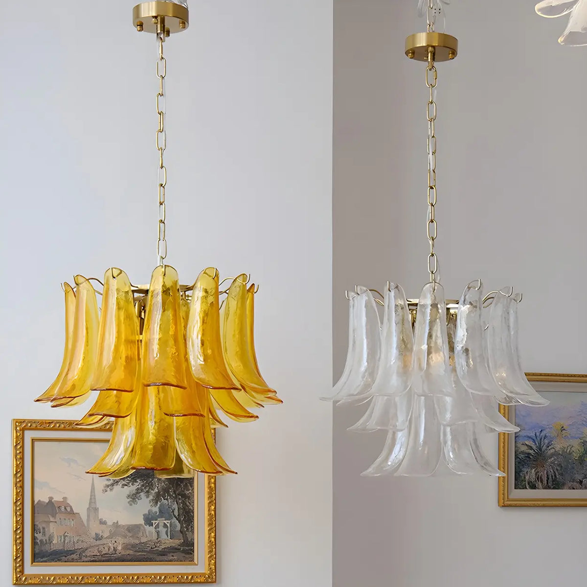 Modern Art Tiered Glass Flower Petal LED Chandelier