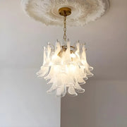 Modern Art Tiered Glass Flower Petal LED Chandelier