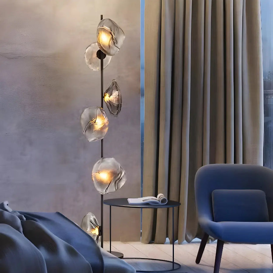 Modern Artistic Irregular Flower Clear Glass Floor Lamp