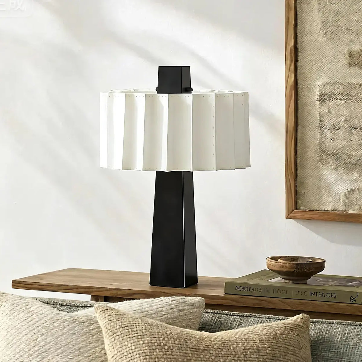 Modern Artistic LED Table Lamp with White Pleated Shade