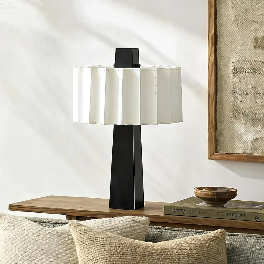 Modern Artistic LED Table Lamp with White Pleated Shade