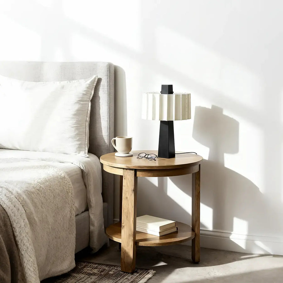Modern Artistic LED Table Lamp with White Pleated Shade