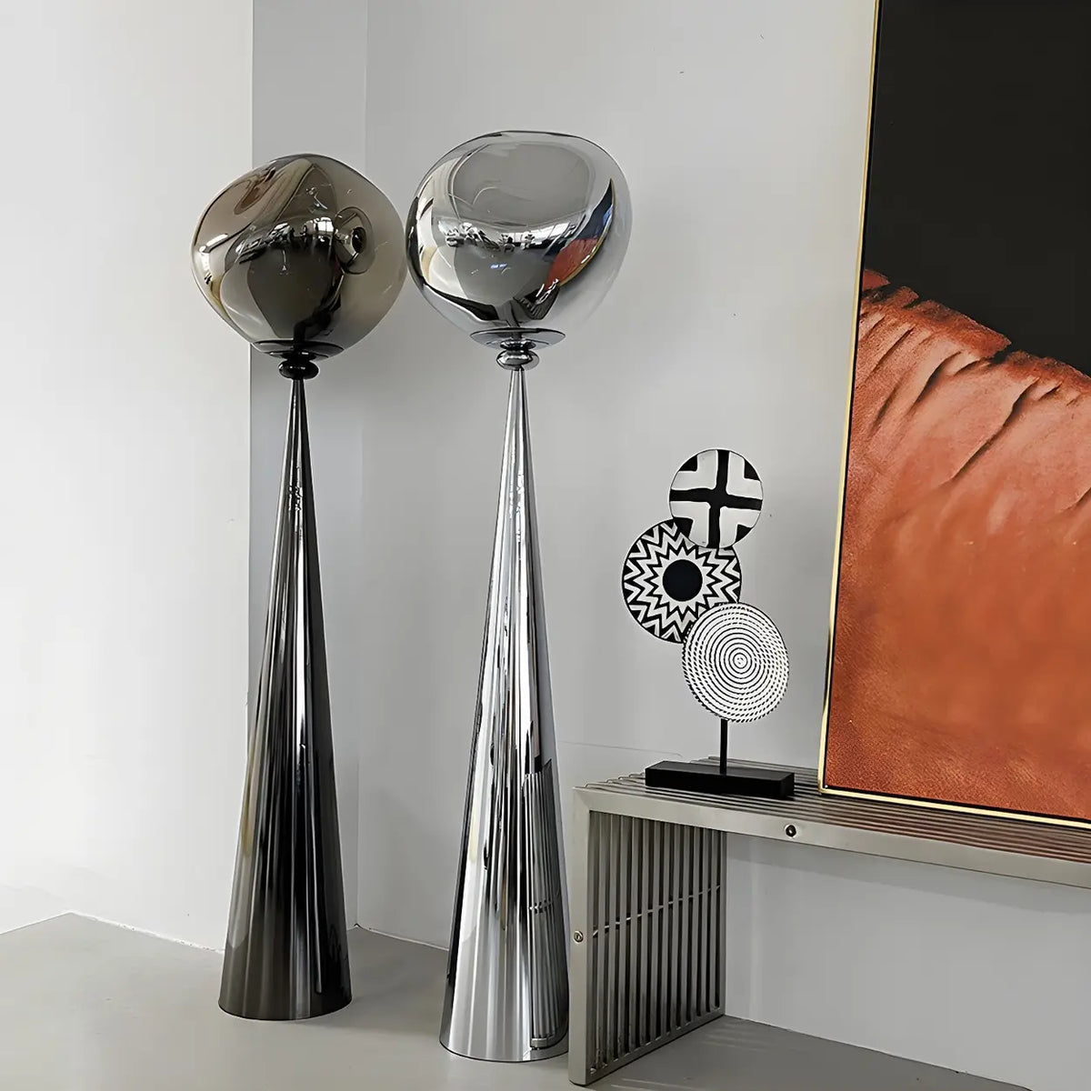 Modern Artistic Melted Globe Tapered Base Acrylic Floor Lamp