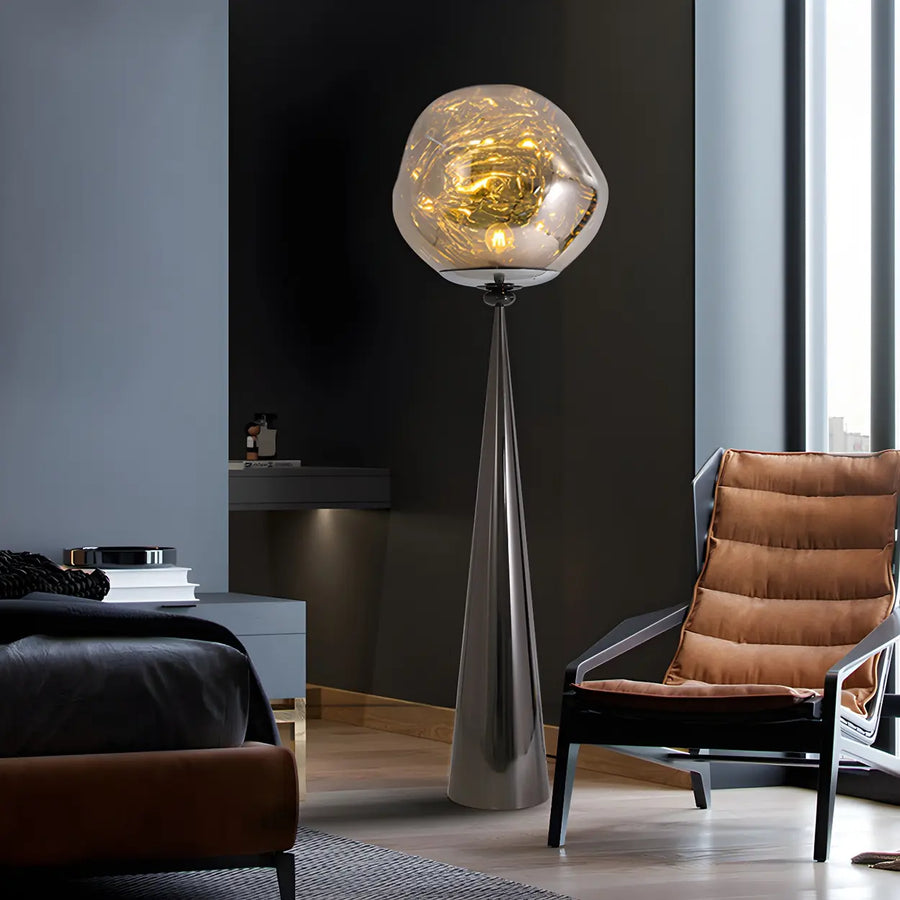 Modern Artistic Melted Globe Tapered Base Acrylic Floor Lamp