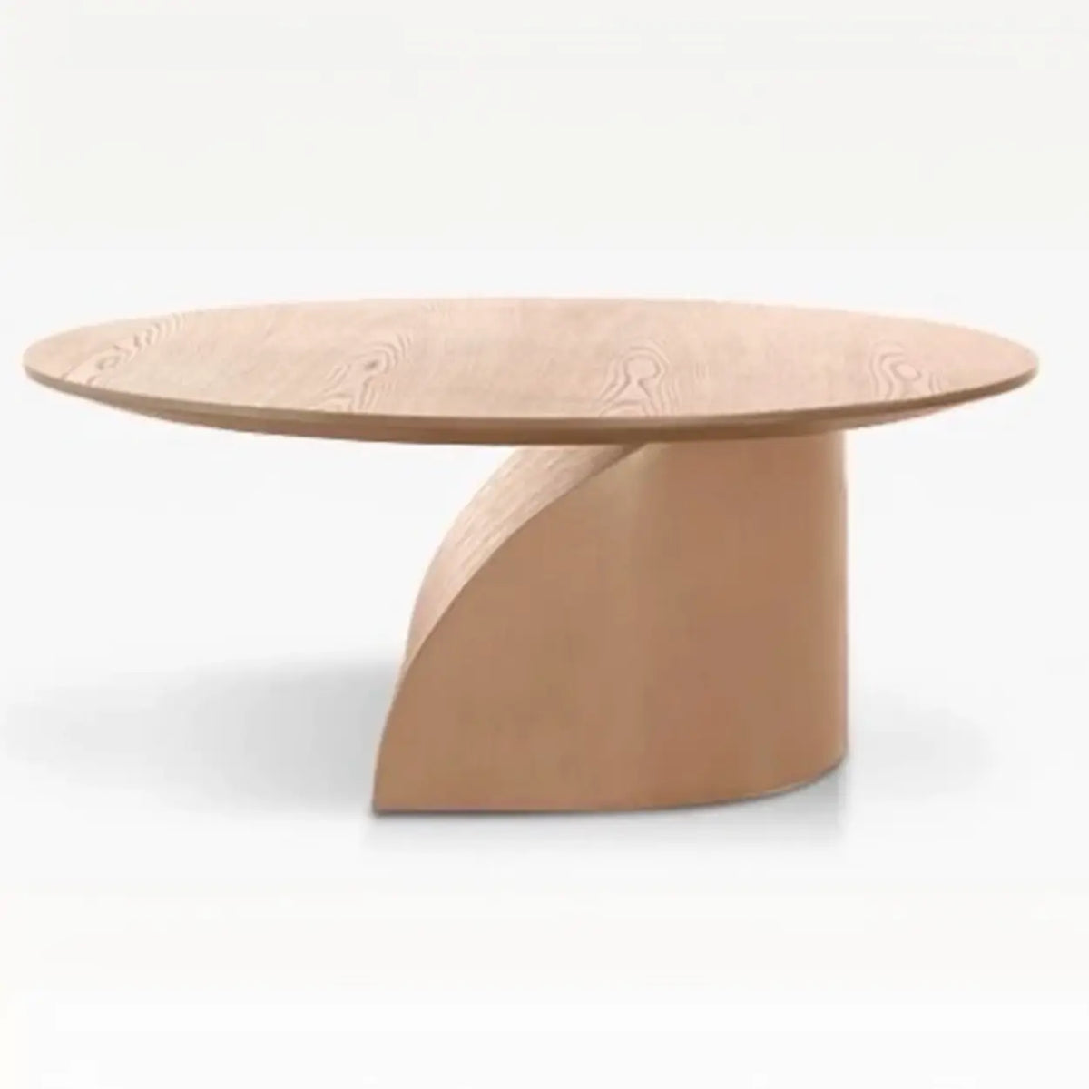 Modern Artistic Round Low-Profile Small Wood Coffee Table