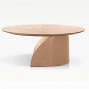 Modern Artistic Round Low-Profile Small Wood Coffee Table