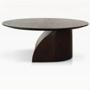 Modern Artistic Round Low-Profile Small Wood Coffee Table