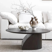 Modern Artistic Round Low-Profile Small Wood Coffee Table