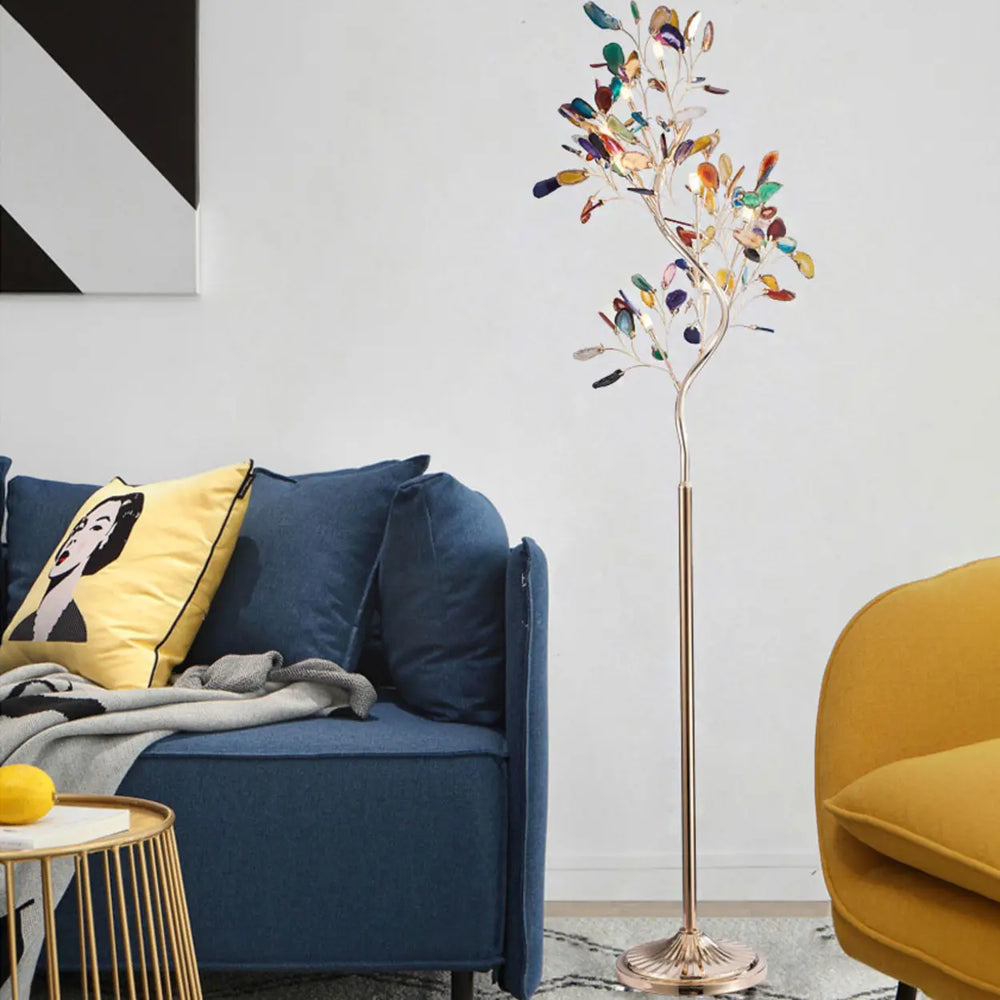 Modern Artistic Tree-Shaped Colorful Leaves Floor Lamp