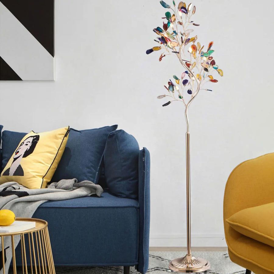 Modern Artistic Tree-Shaped Colorful Leaves Floor Lamp