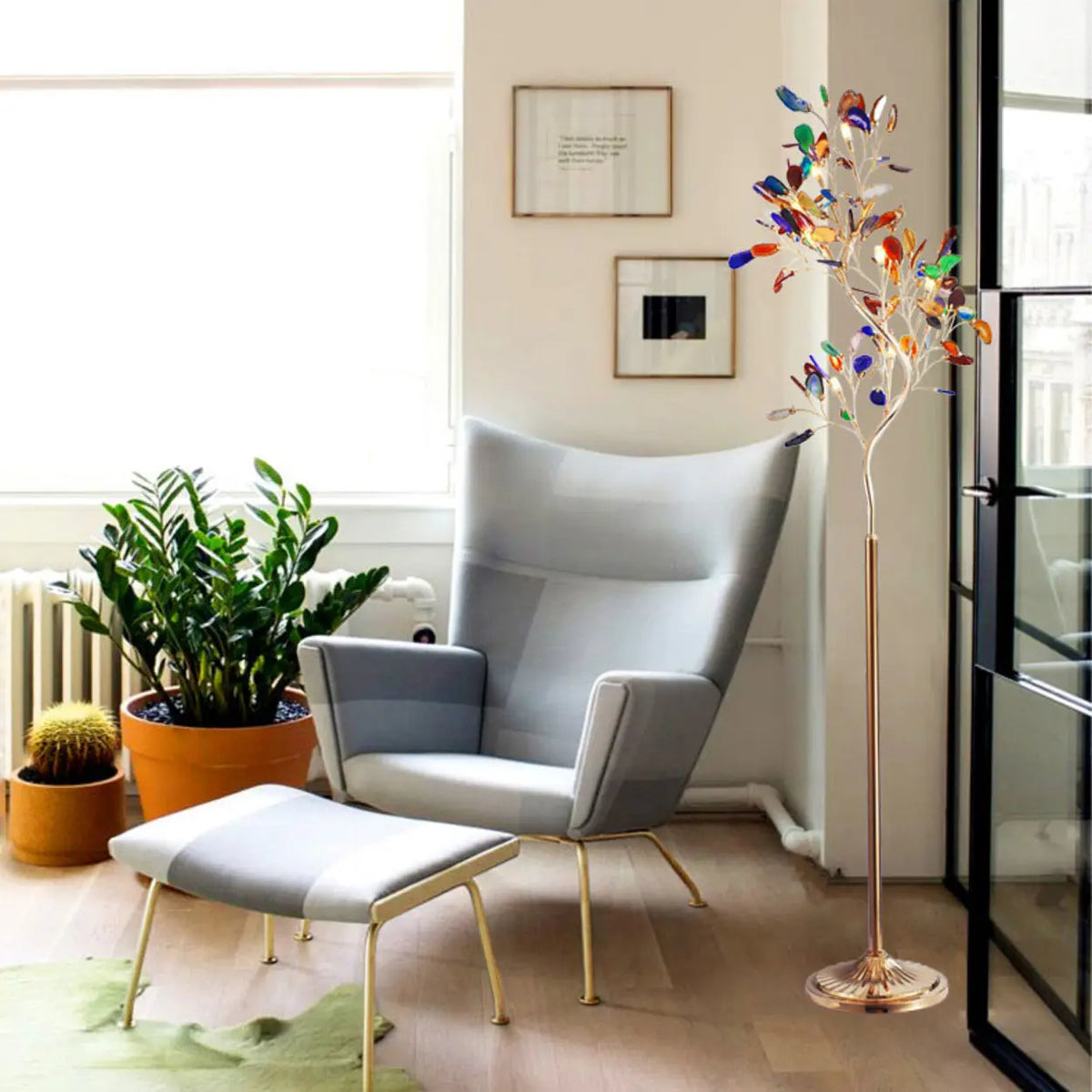 Modern Artistic Tree-Shaped Colorful Leaves Floor Lamp