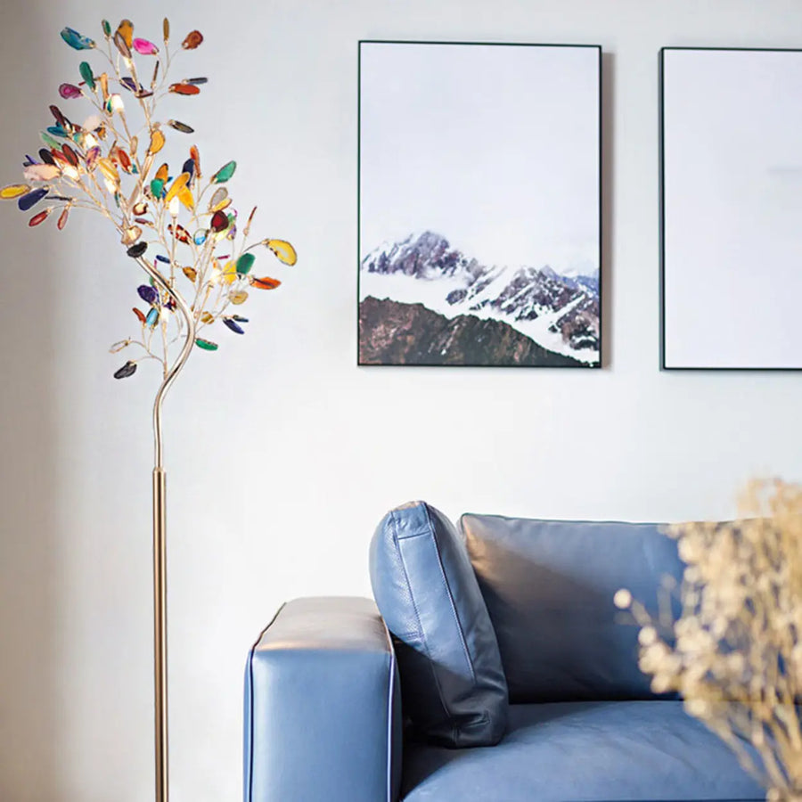 Modern Artistic Tree-Shaped Colorful Leaves Floor Lamp