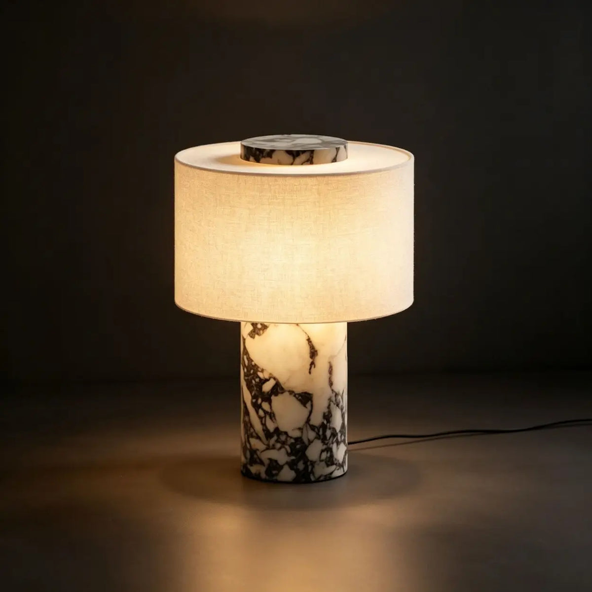 Modern Bedroom Marble Cylinder LED Table Lamp