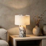 Modern Bedroom Marble Cylinder LED Table Lamp