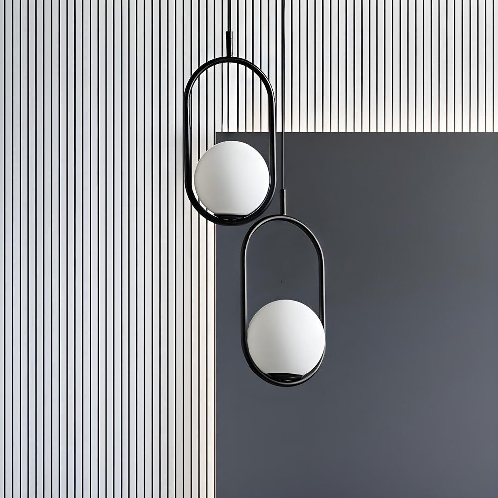Modern Bedroom Oval White Frosted Globe Pendant Light