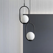 Modern Bedroom Oval White Frosted Globe Pendant Light