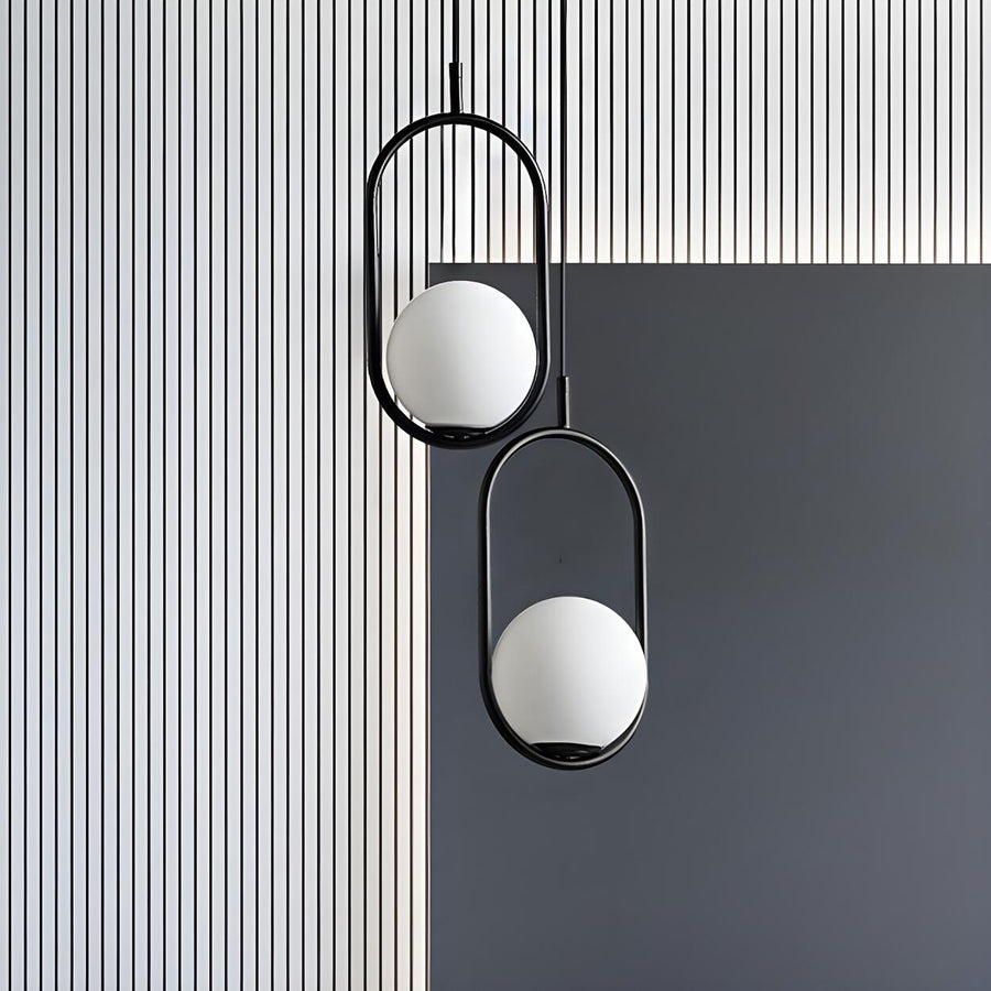 Modern Bedroom Oval White Frosted Globe Pendant Light