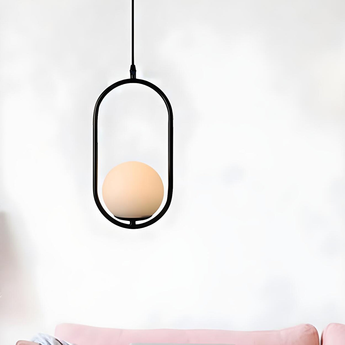 Modern Bedroom Oval White Frosted Globe Pendant Light