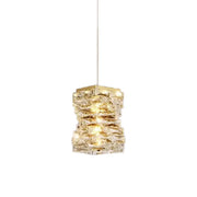 Modern Bedroom Stacked Square Clear Crystal Pendant Light