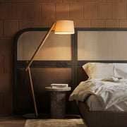Modern Beige Barrel Wooden Adjustable Floor Lamp