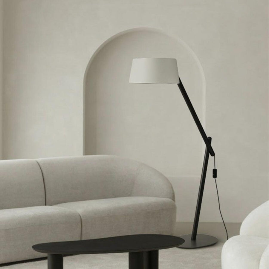Modern Beige Barrel Wooden Adjustable Floor Lamp