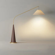 Modern Beige Cone Fabric Gibson Arc LED Floor Lamp