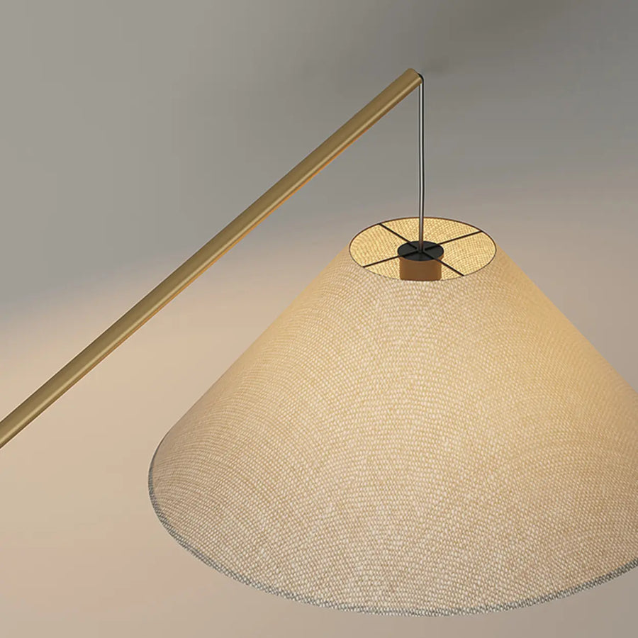 Modern Beige Cone Fabric Gibson Arc LED Floor Lamp