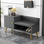 Modern Bench Shoe Storage Wood Entry Gray Cabinet