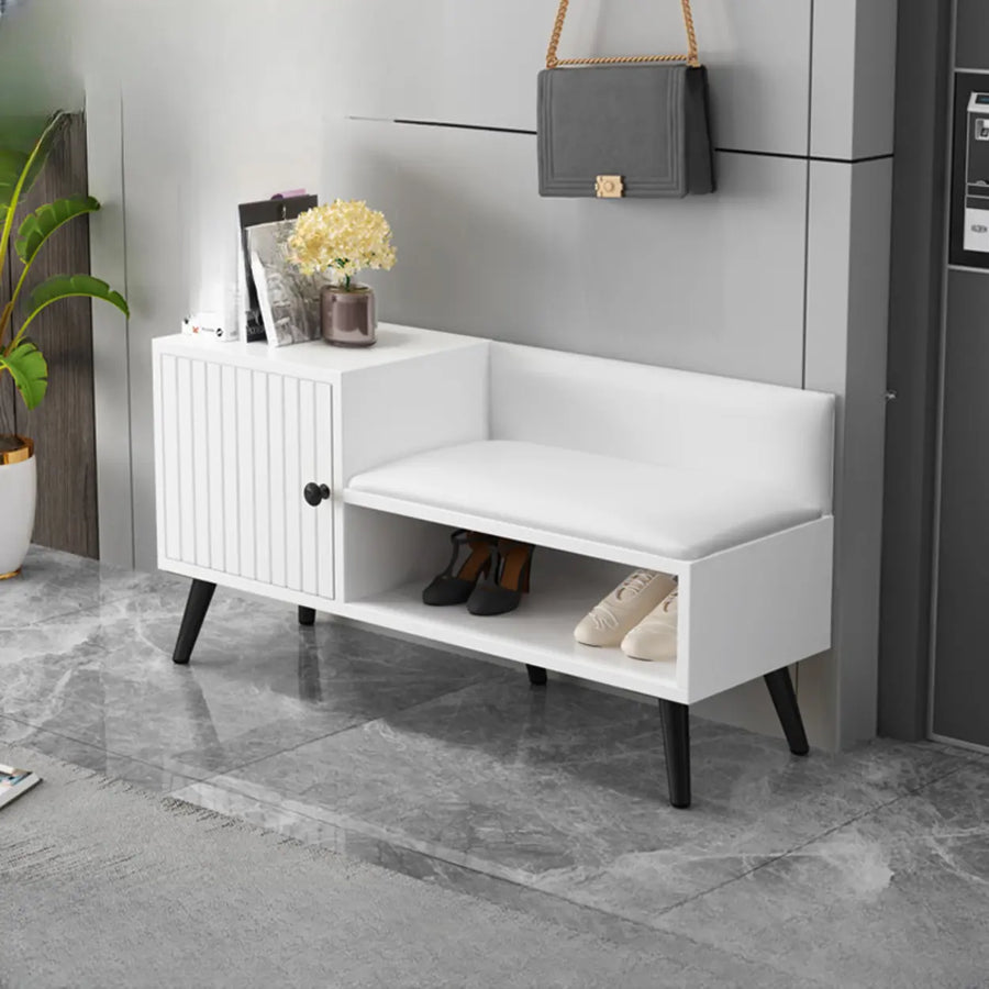 Modern Bench Shoe Storage Wood Entry Gray Cabinet