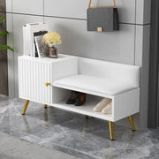 Modern Bench Shoe Storage Wood Entry Gray Cabinet