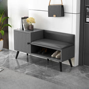 Modern Bench Shoe Storage Wood Entry Gray Cabinet