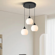 Modern Black 3-Light GLobe White Glass Pendant Light