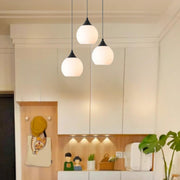 Modern Black 3-Light GLobe White Glass Pendant Light