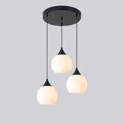 Modern Black 3-Light GLobe White Glass Pendant Light