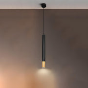 Modern Black and Gold Cylindrical Bedroom Pendant Light