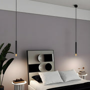 Modern Black and Gold Cylindrical Bedroom Pendant Light