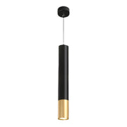 Modern Black and Gold Cylindrical Bedroom Pendant Light