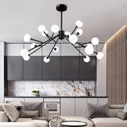Modern Black and White Glass Globe Sputnik Chandelier