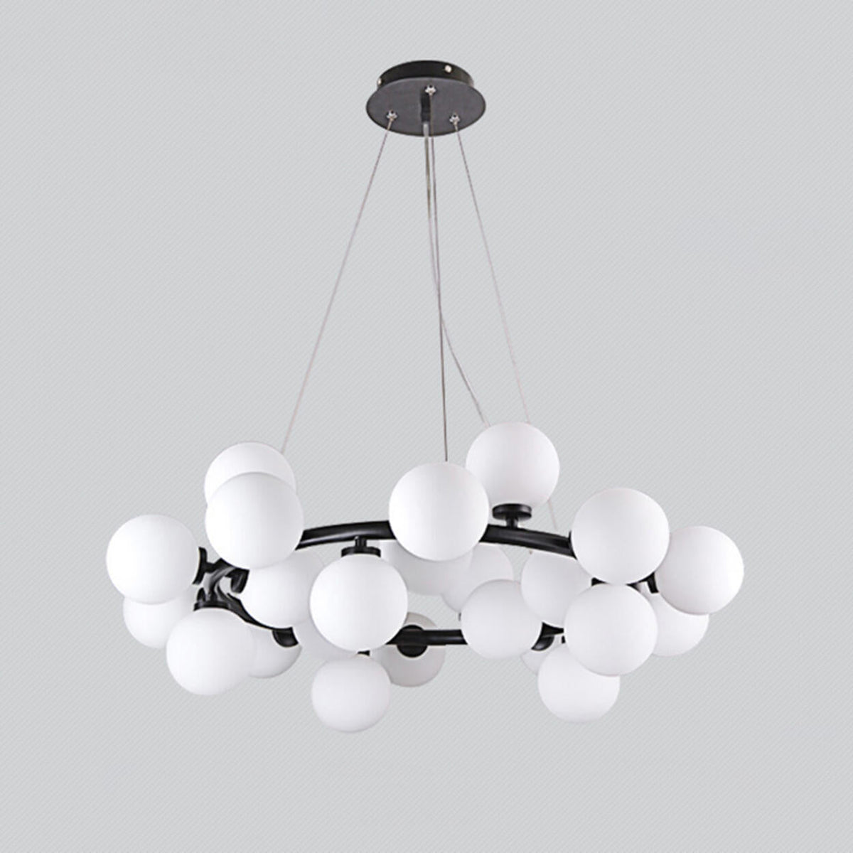 Modern Black and White Glass Globe Sputnik Chandelier
