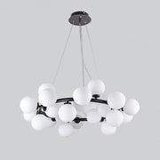 Modern Black and White Glass Globe Sputnik Chandelier