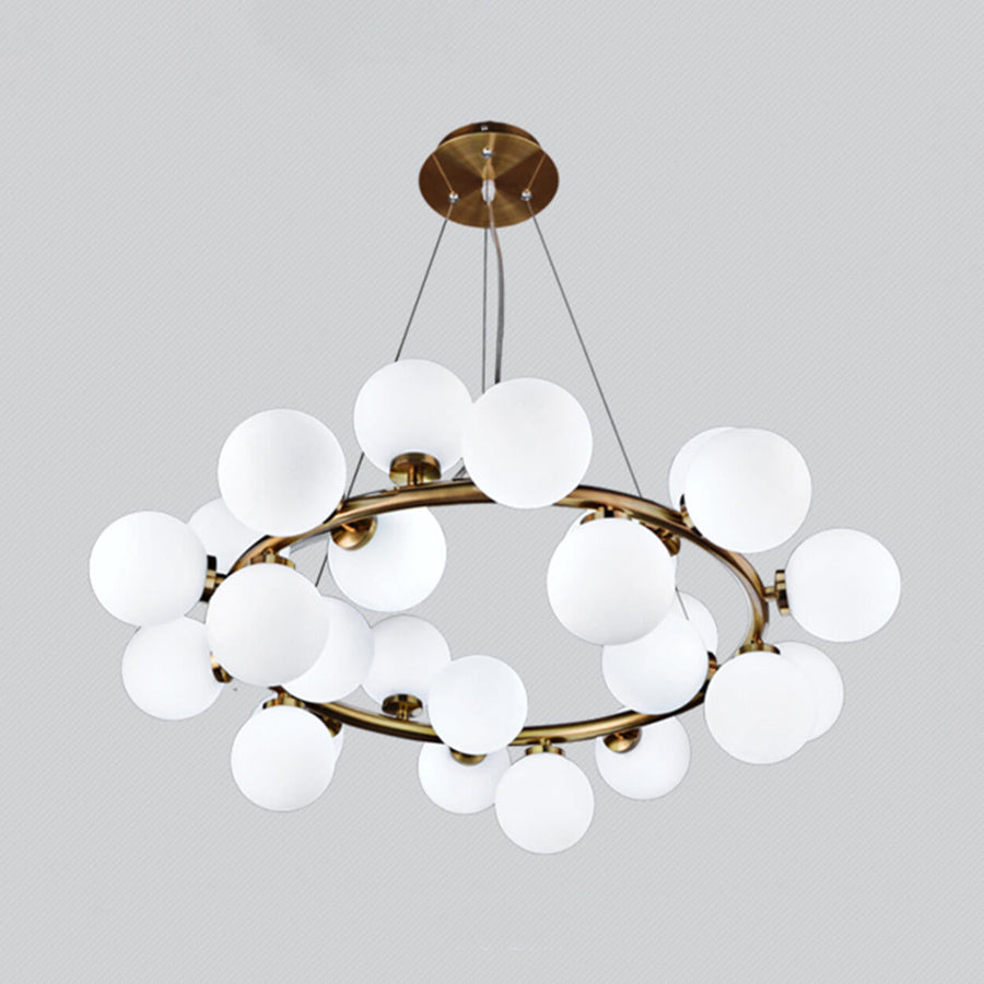 Modern Black and White Glass Globe Sputnik Chandelier