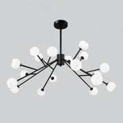 Modern Black and White Glass Globe Sputnik Chandelier