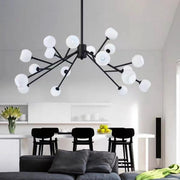 Modern Black and White Glass Globe Sputnik Chandelier