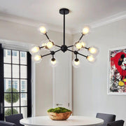 Modern Black Globe Glass Chandelier Adjustable Height