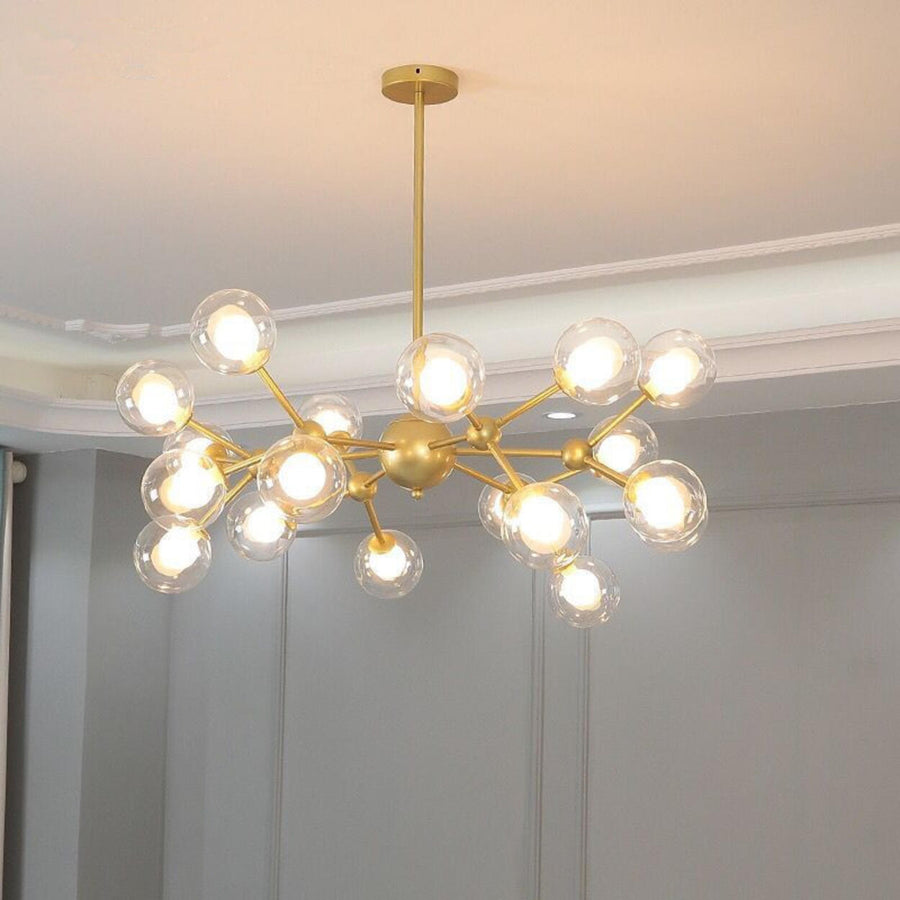 Modern Black Globe Glass Chandelier Adjustable Height