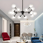 Modern Black Globe Glass Chandelier Adjustable Height