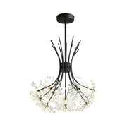 Modern Black Metal Clear Crystal Flower Bouquet Chandelier