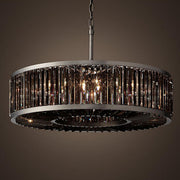 Modern Black Metal Crystal Drum Chandelier Light