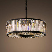 Modern Black Metal Crystal Drum Chandelier Light